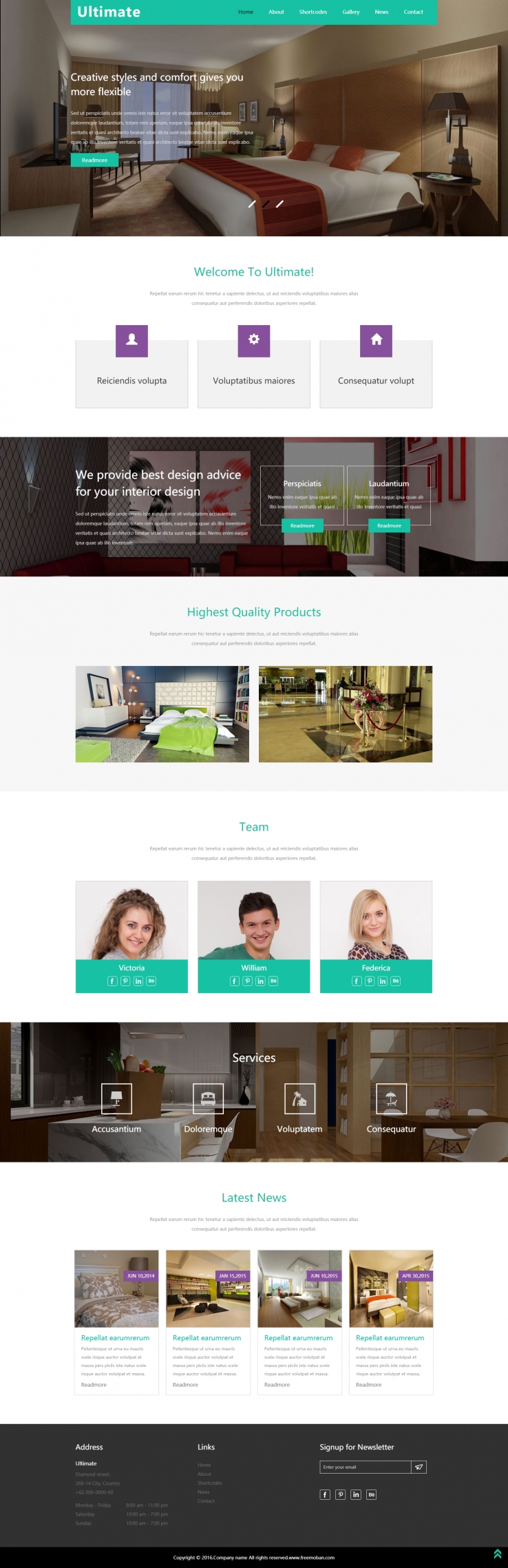 绿色简洁风格的家具设计企业网站模板