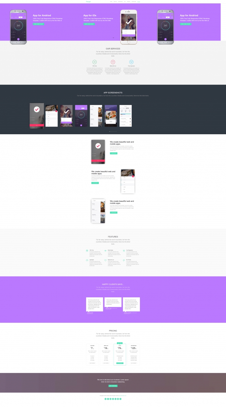 紫色简洁风格的社交app介绍模板下载