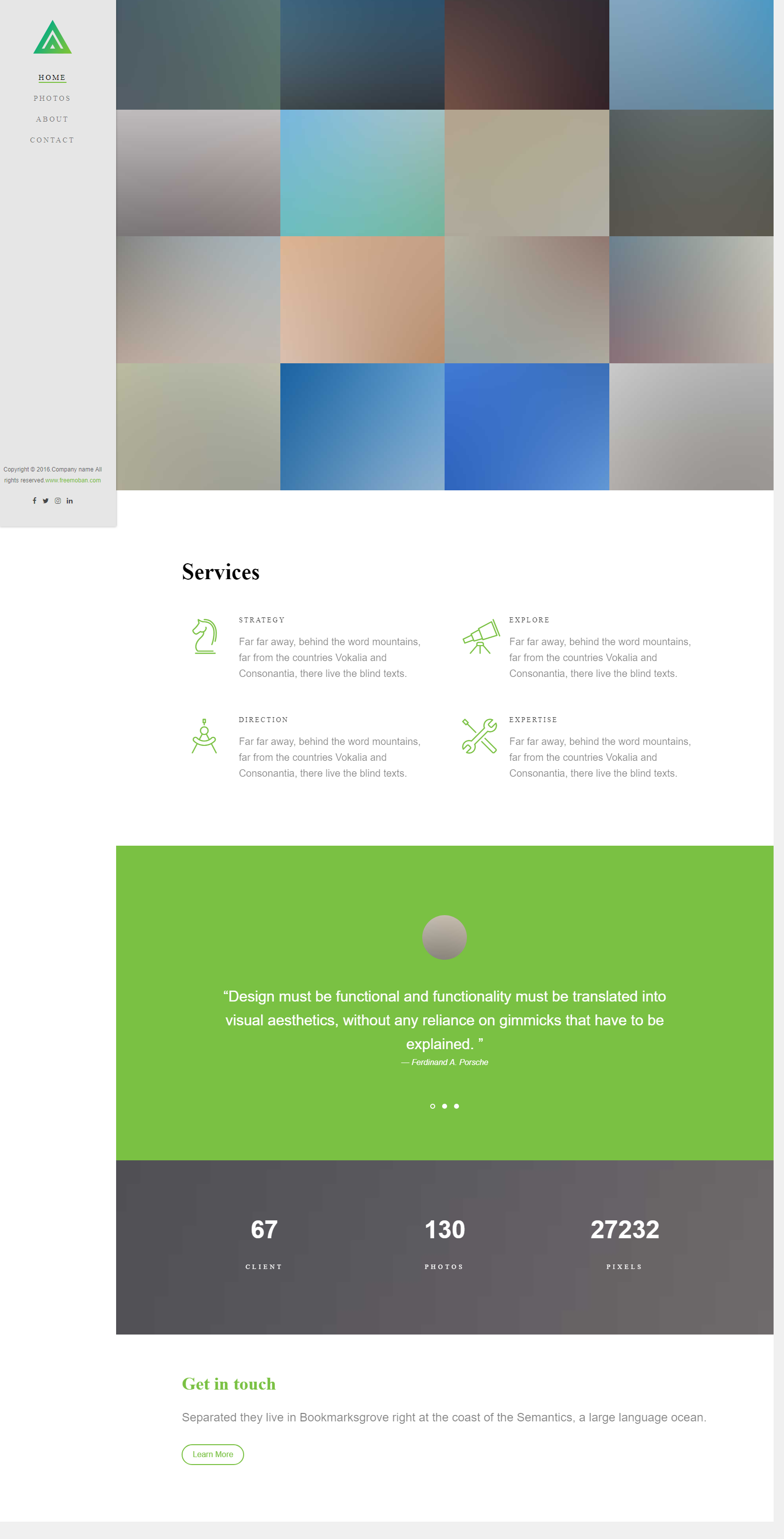 灰色创意风格的相册主题整站网站模板