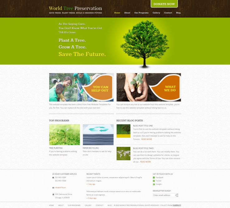 简洁精美风格的爱心公益植树网站模板下载