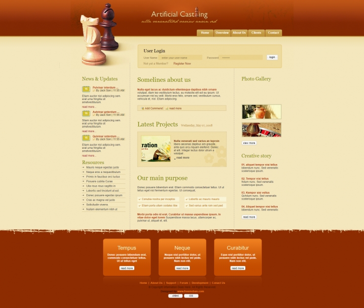 精致棕色效果的国际象棋网站模板下载