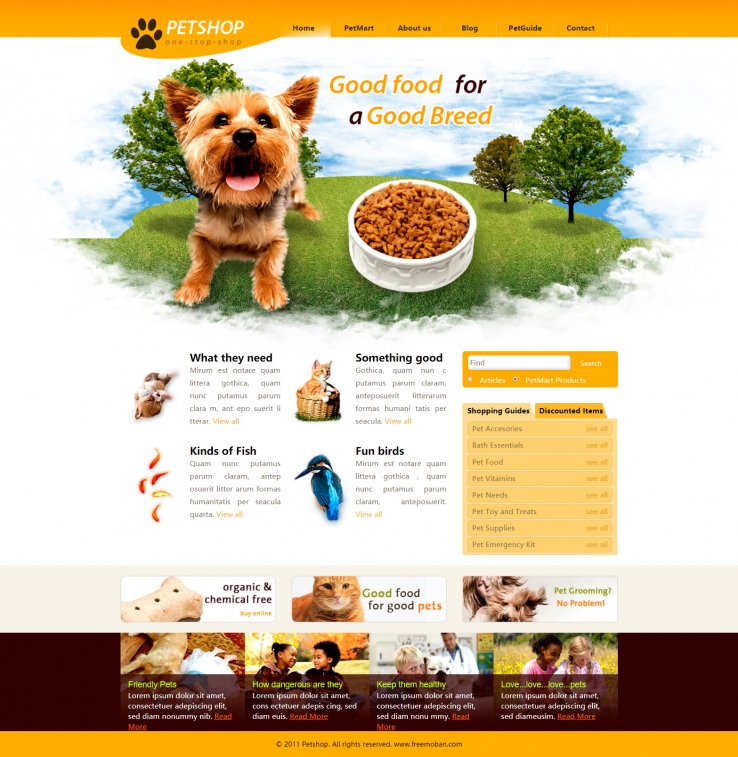 精致简洁可爱的宠物商店网站模板下载