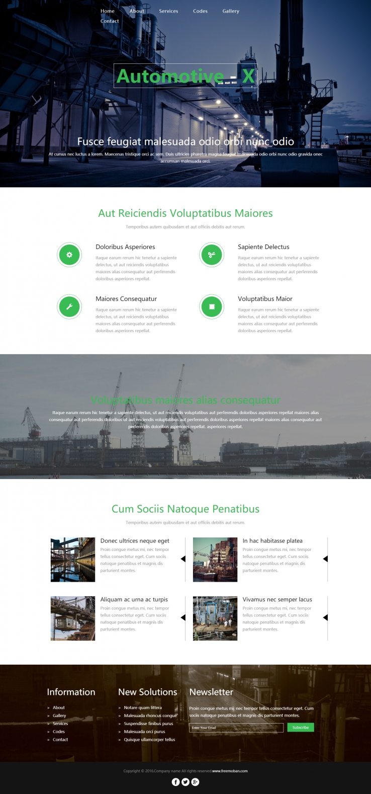 绿色宽屏风格的大型船厂响应式网站模板下载