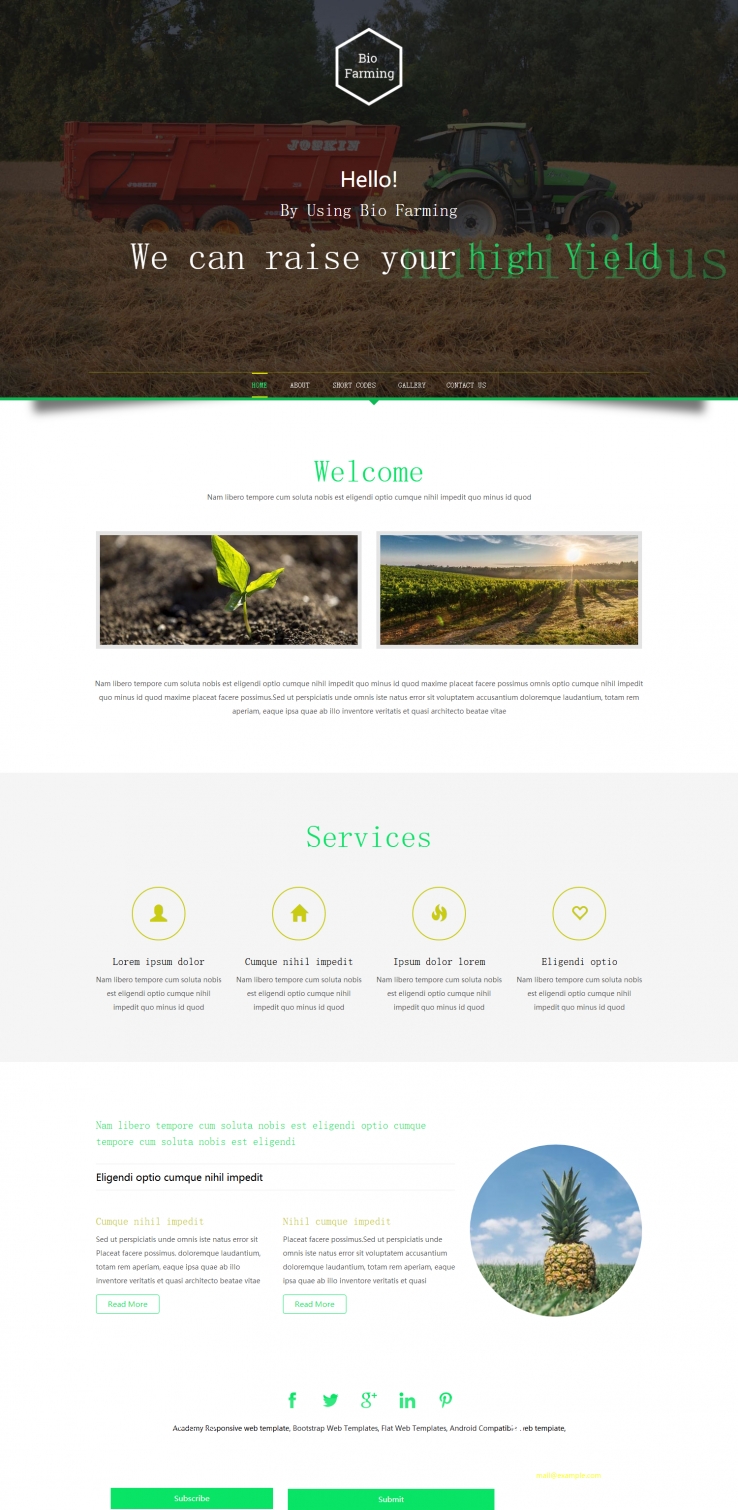 绿色大气风格的现代科技种植网站模板下载