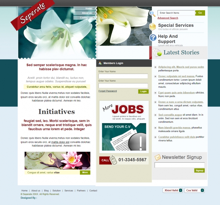清新精致风的百合花企业网站模板下载
