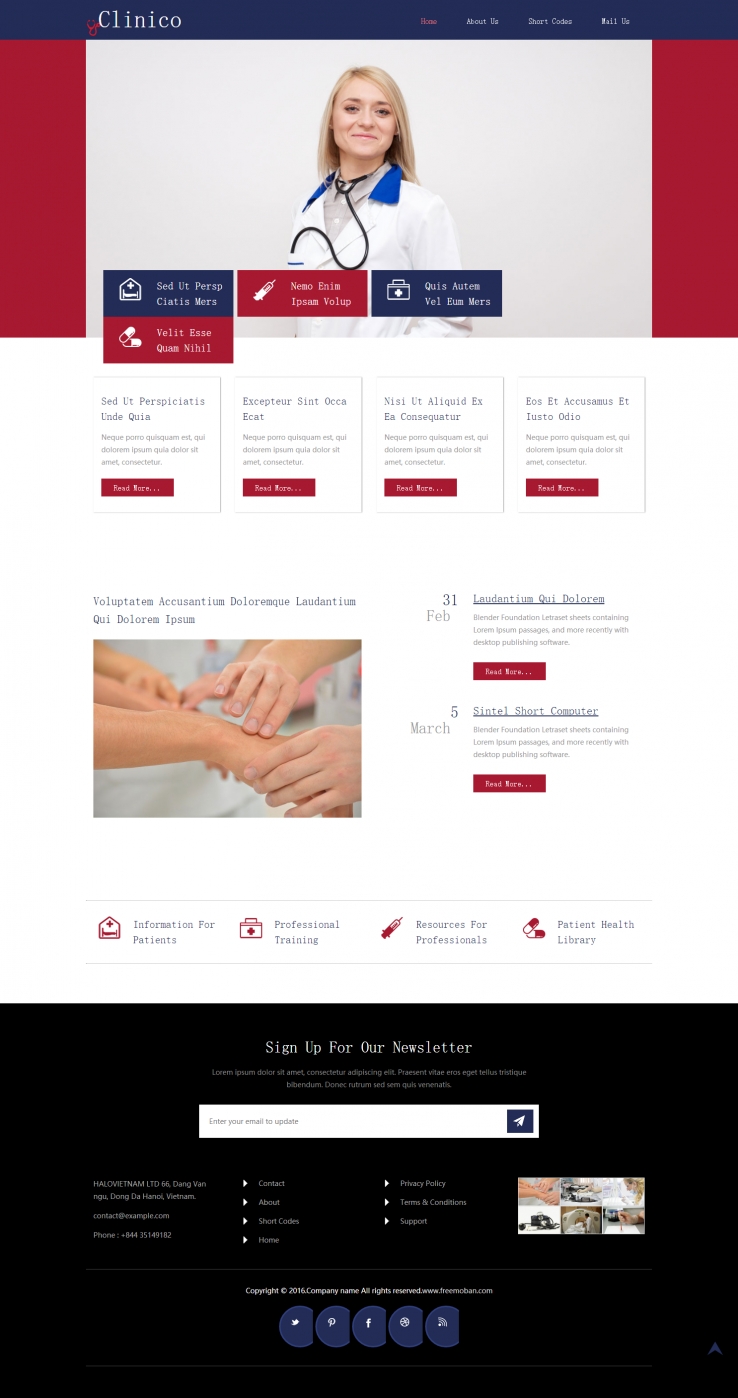 红色简洁风格的医生团队介绍网站模板下载