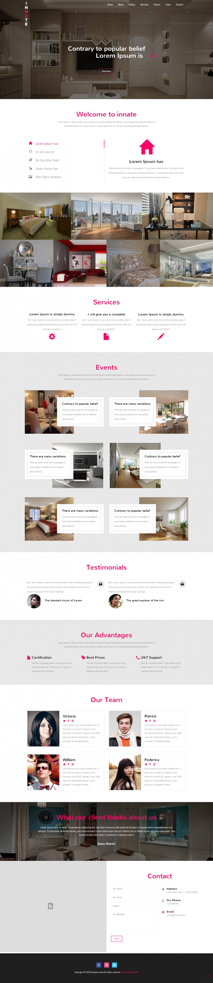 粉色大气风格的家装设计网站模板下载