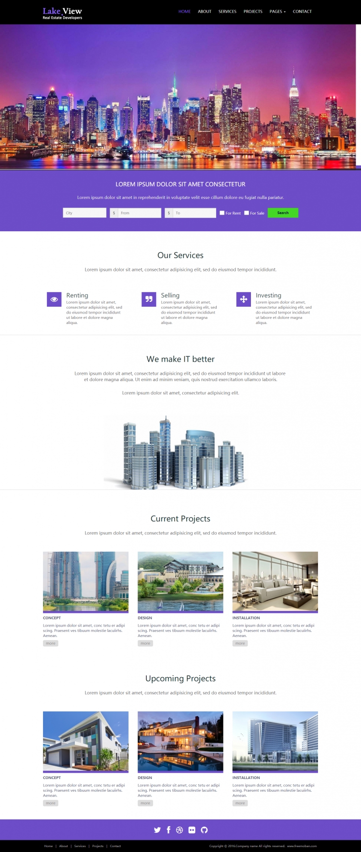 紫色宽屏风格的响应式奢华酒店网站模板下载