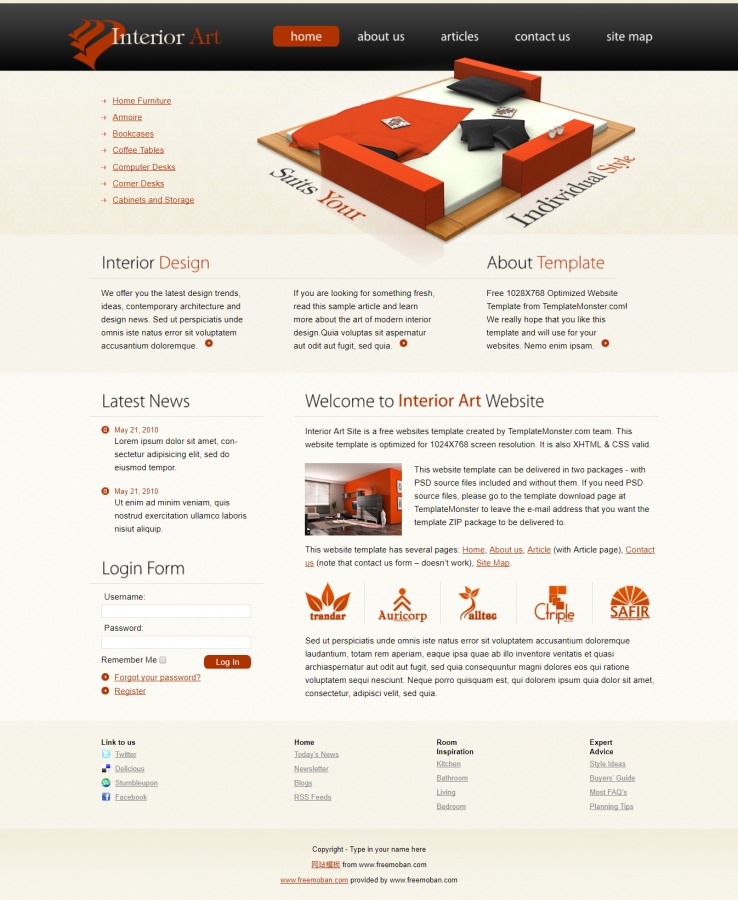 简洁精致效果的艺术设计企业网站模板下载