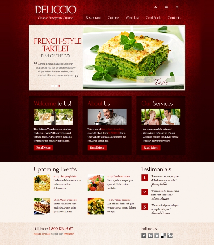 精致简洁风的精美西餐糕点网站模板下载