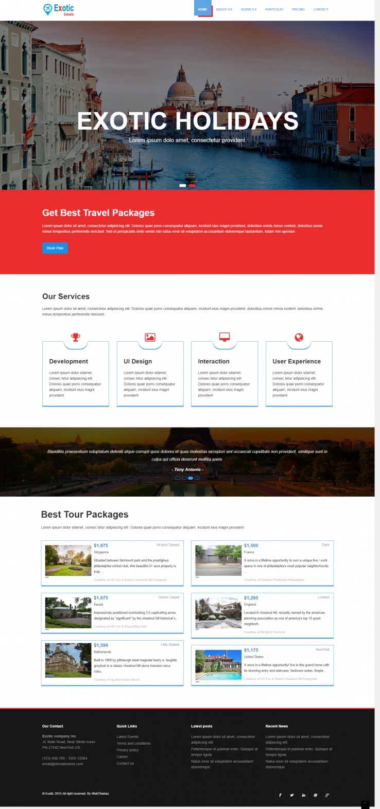 红色宽屏风格的法国铁搭旅游企业网站模板