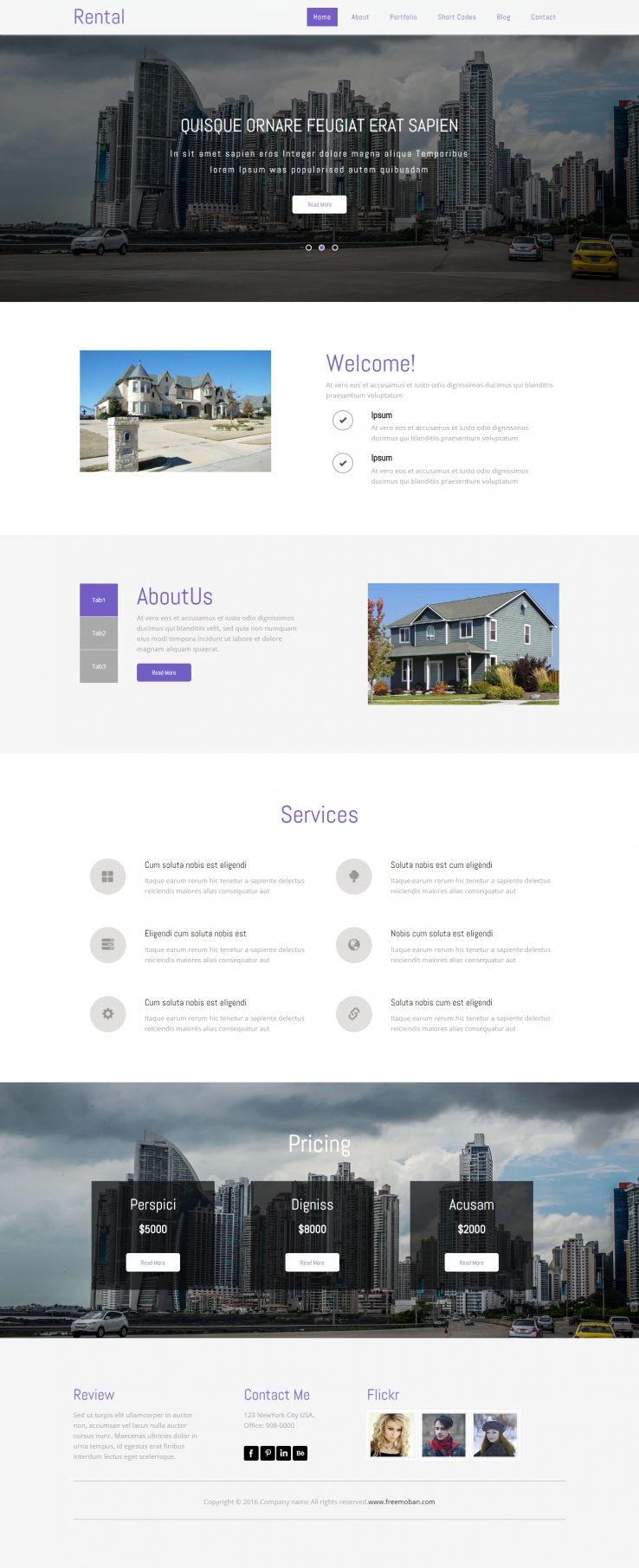 紫色简洁风格的建筑设计别墅企业网站模板