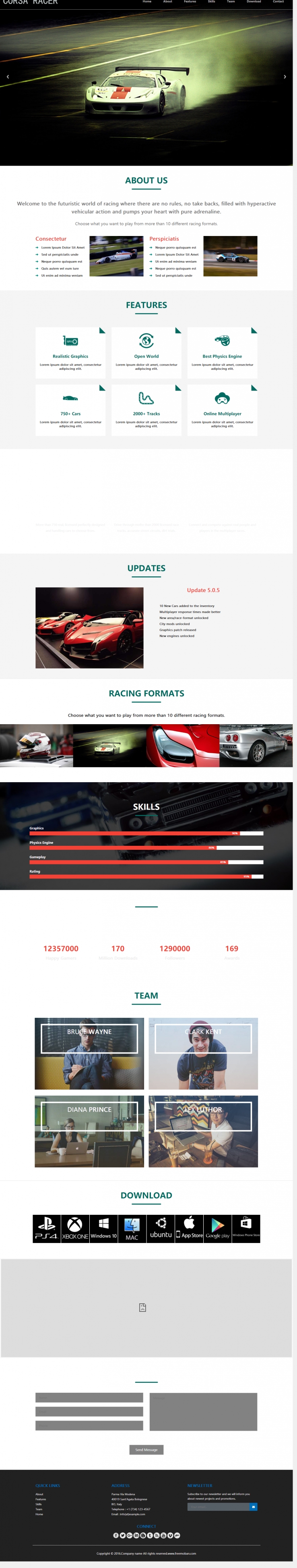 墨绿色炫酷风格的赛车方程式网站模板下载