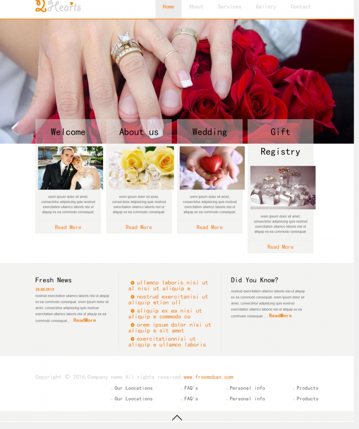 橙色简洁风格的浪漫主题婚礼模板下载