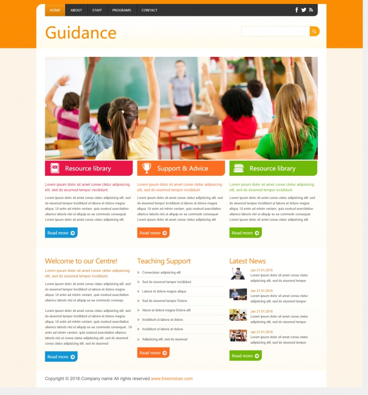 橙色简洁风格的儿童教育培训班模板下载