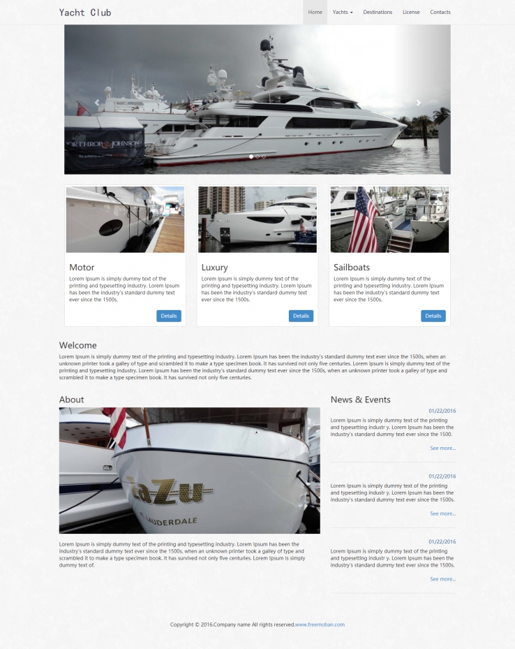 灰色简洁风格的豪华游艇展示企业网站模板