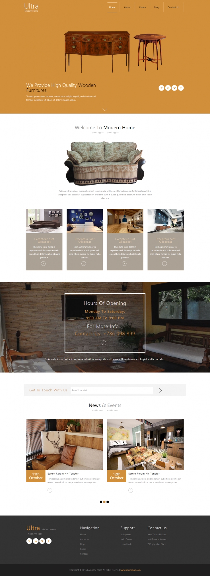 白色宽屏风格的真皮沙发红木家居企业网站模板