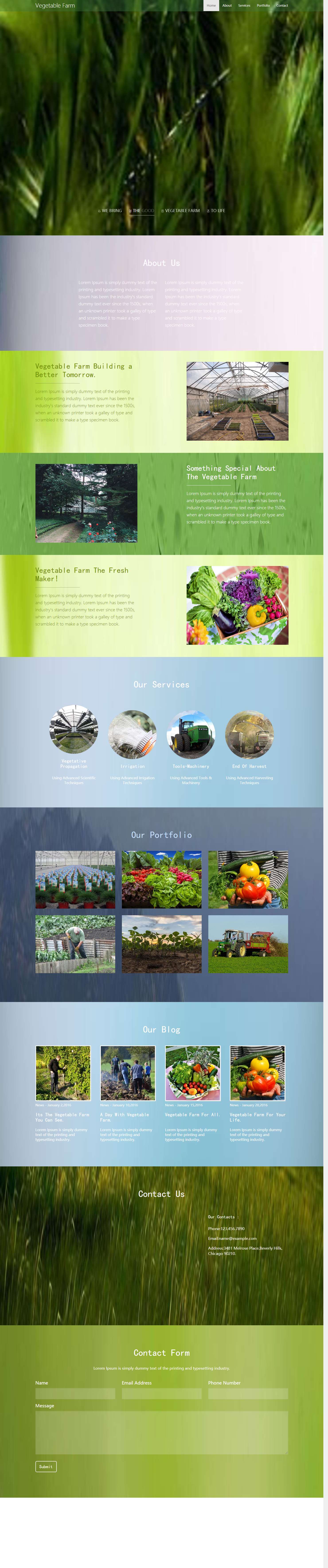 简洁绿色风格的科技农产品种植企业网站模板