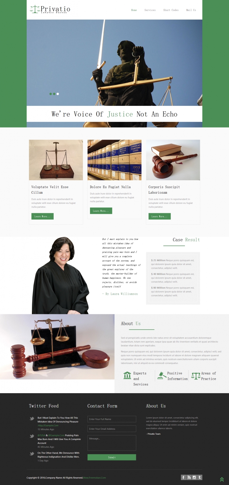 绿色简洁风格的律师事务所网站模板下载