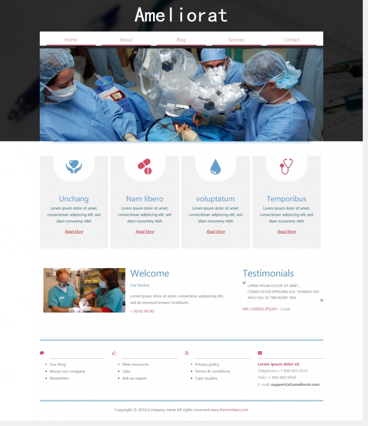 红色简洁风格的医疗手术企业网站模板