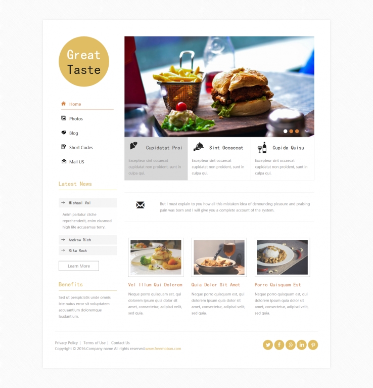 白色简洁风格的汉堡薯条快餐企业网站模板