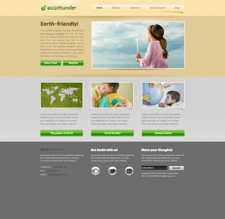 黄色简洁风格的儿童环保教育公益企业网站模板