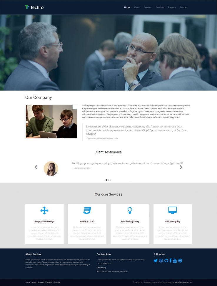 蓝色宽屏风格的商业会议网站bootstrap模板