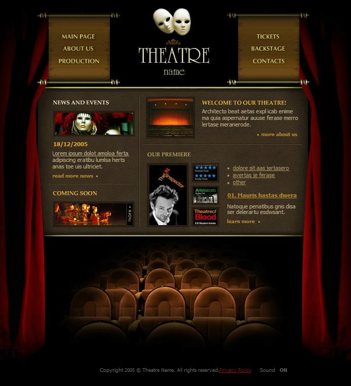 黑色炫酷风的恐怖电影院网站模板下载