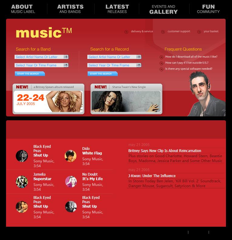 红色酷炫风格的音乐唱片人网站模板下载