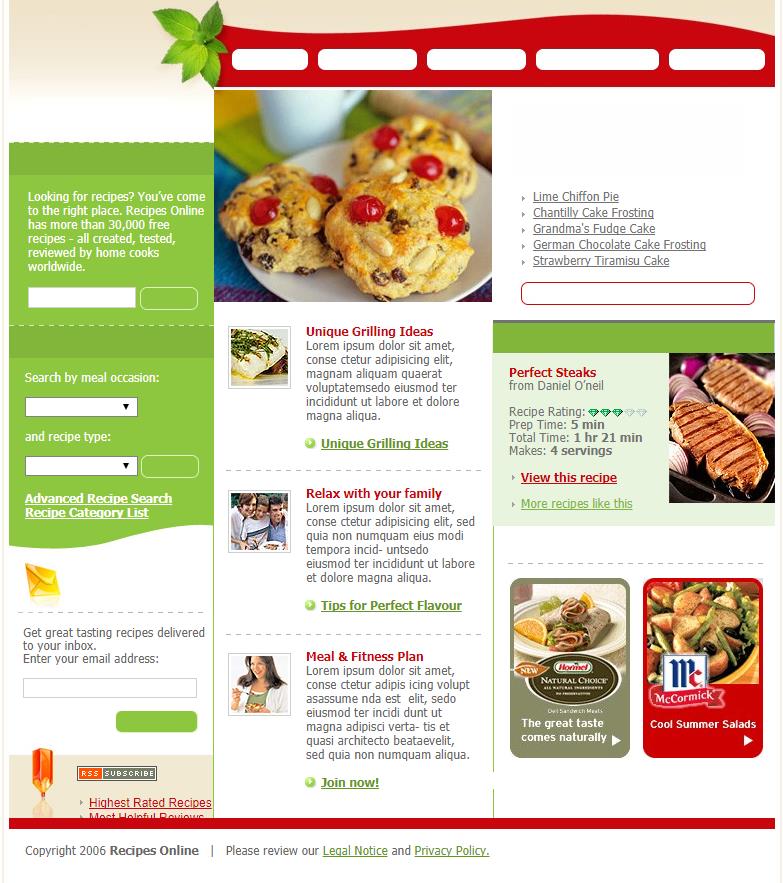 精致简洁风的欧美美食网站模板下载