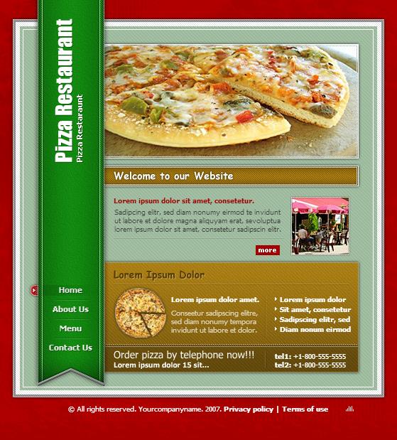 美味精致小巧的欧美披萨网站模板下载