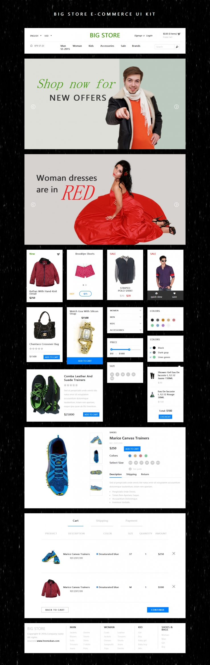 黑色大气风格的时尚服装百货网站bootstrap模板