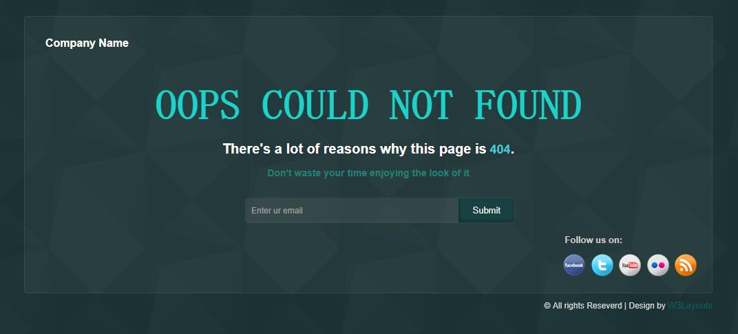 简洁大气风的企业网站404网页模板下载