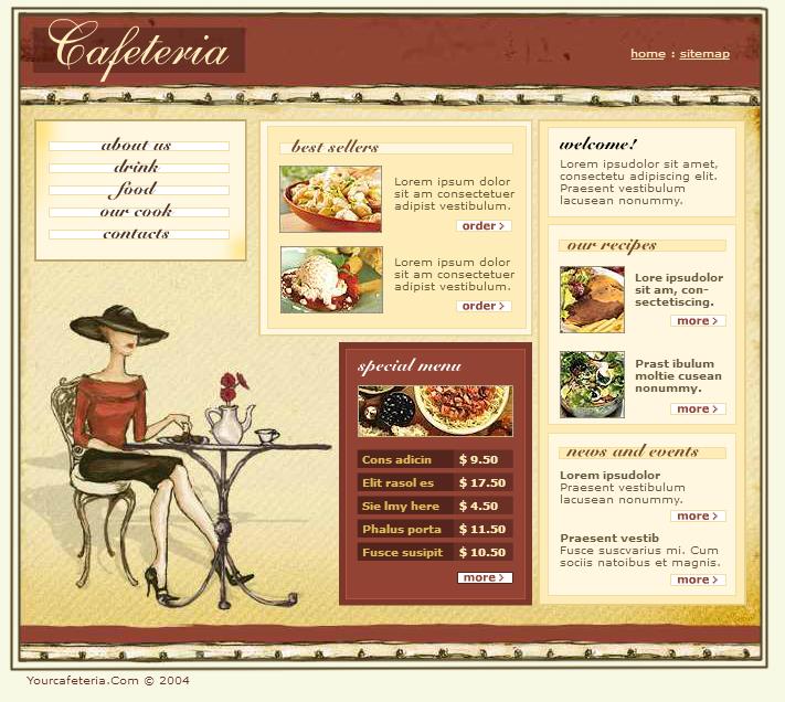 优雅精致风的餐饮外卖网站模板下载