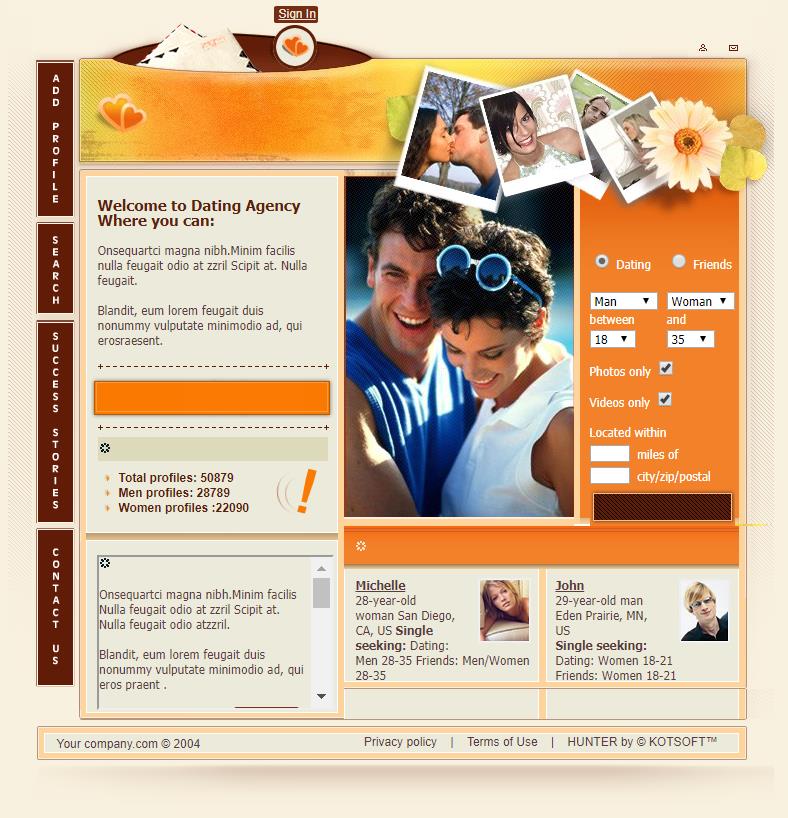 精美简洁风的婚恋交友企业网站模板下载