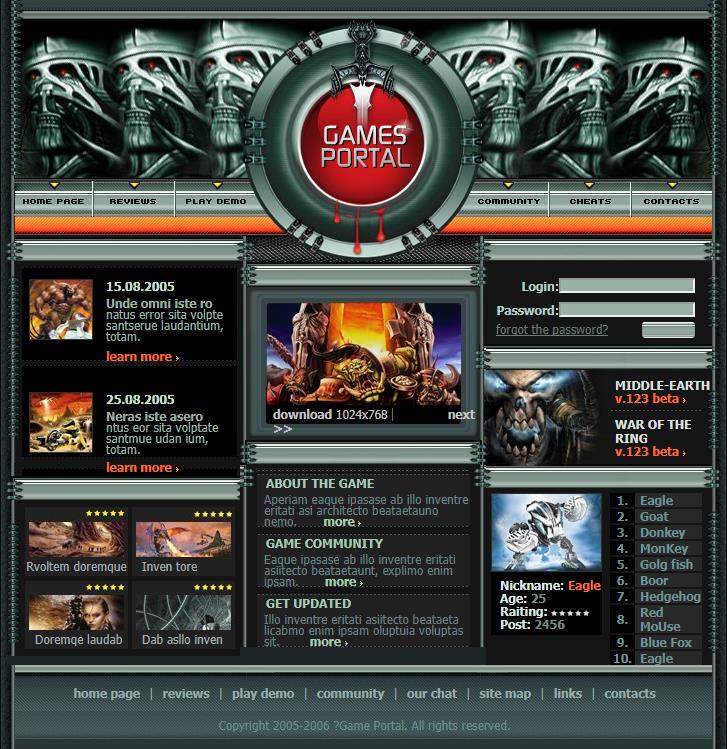 骷髅简洁效果的游戏企业网站模板下载