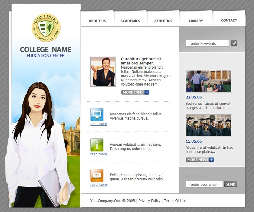 简洁白色风格的大学学习论文中心网站模板下载