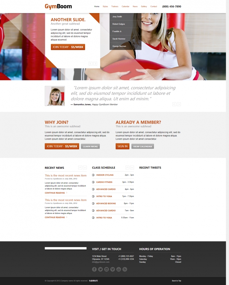 白色简洁风格的举重锻炼健身企业网站模板