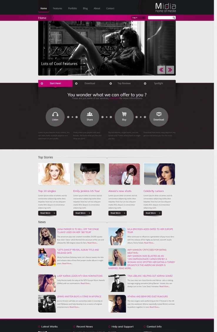 紫色创意风格的丽人模特杂志网站模板下载
