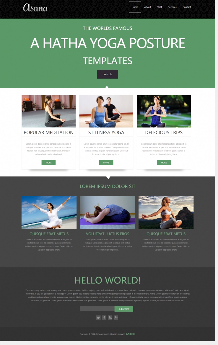 黑色简洁风格的养身瑜伽企业网站模板