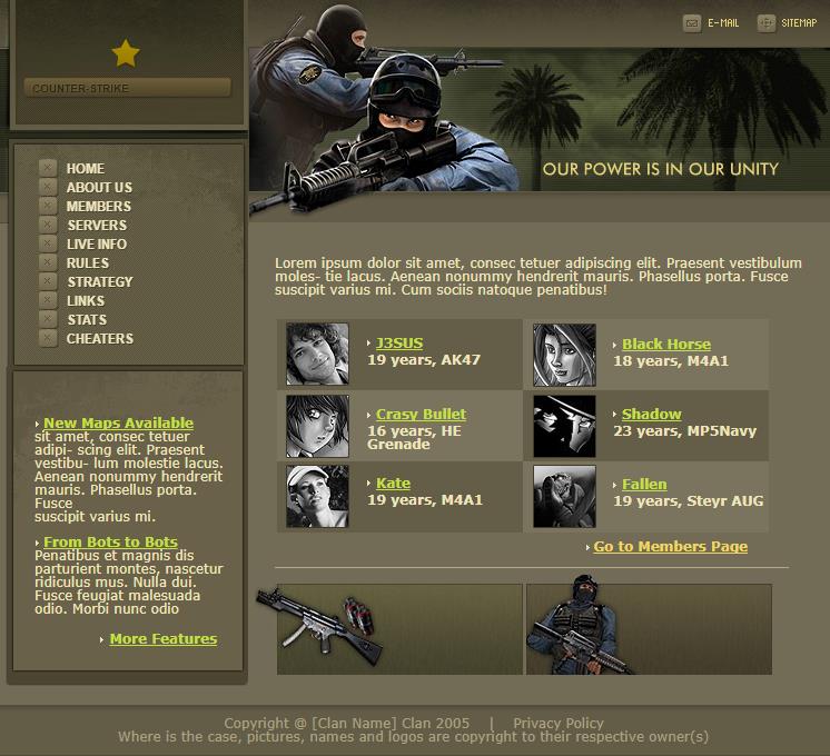 精致酷炫实用的cs射击游戏网站模板下载