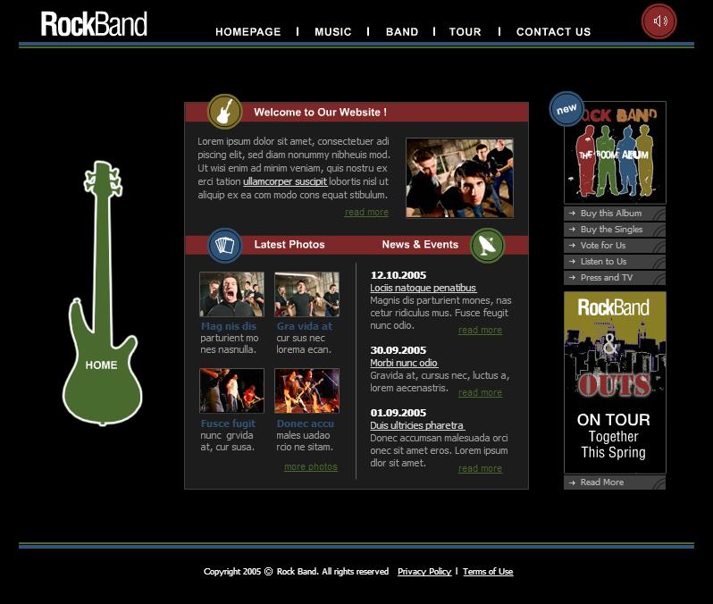 精致酷炫风的音乐吉他摇滚网站模板下载