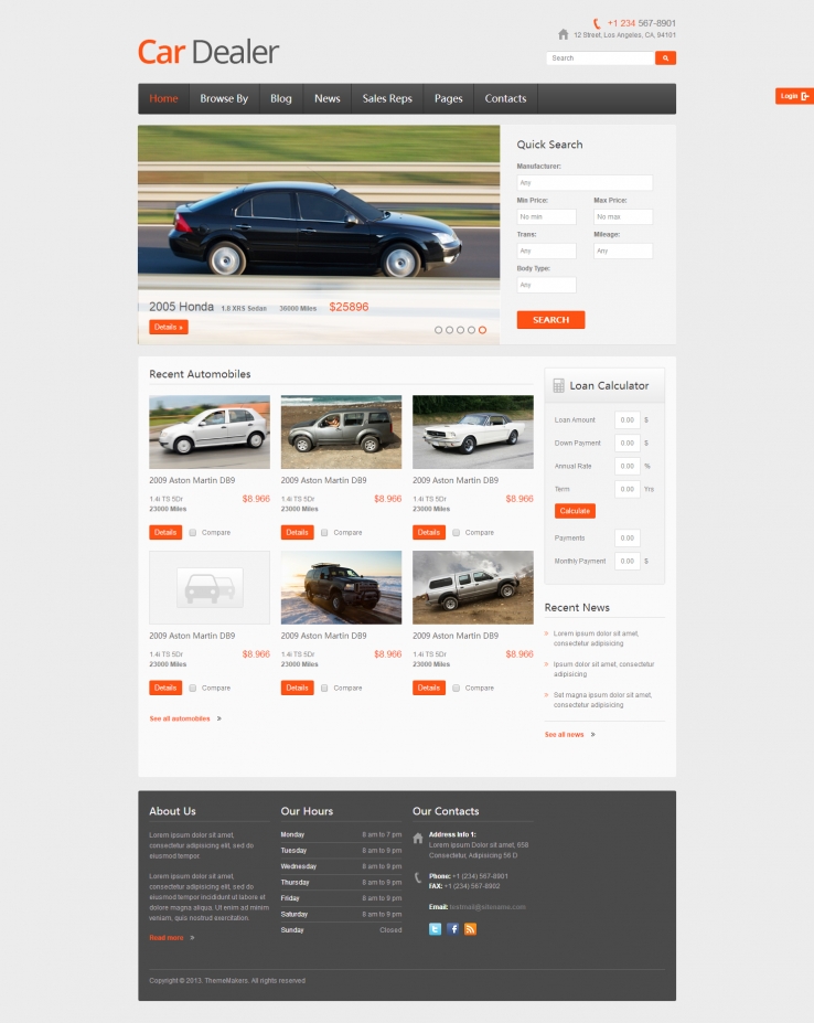 橙色简洁风格的汽车评估出售网站模板下载