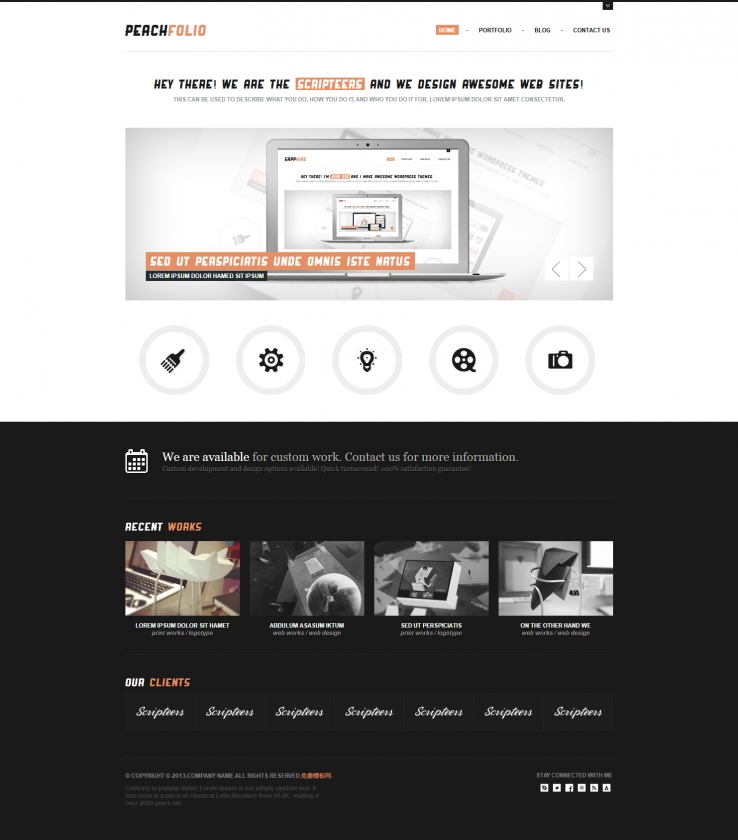 橙色个性风格的创意点子设计网页模板