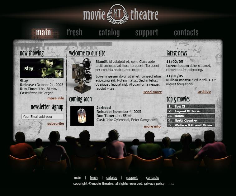 精致简洁的电影院放映网站模板下载