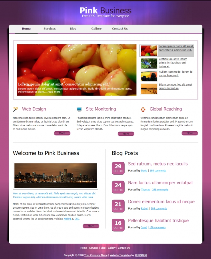 精致紫色炫酷的博客网站模板下载