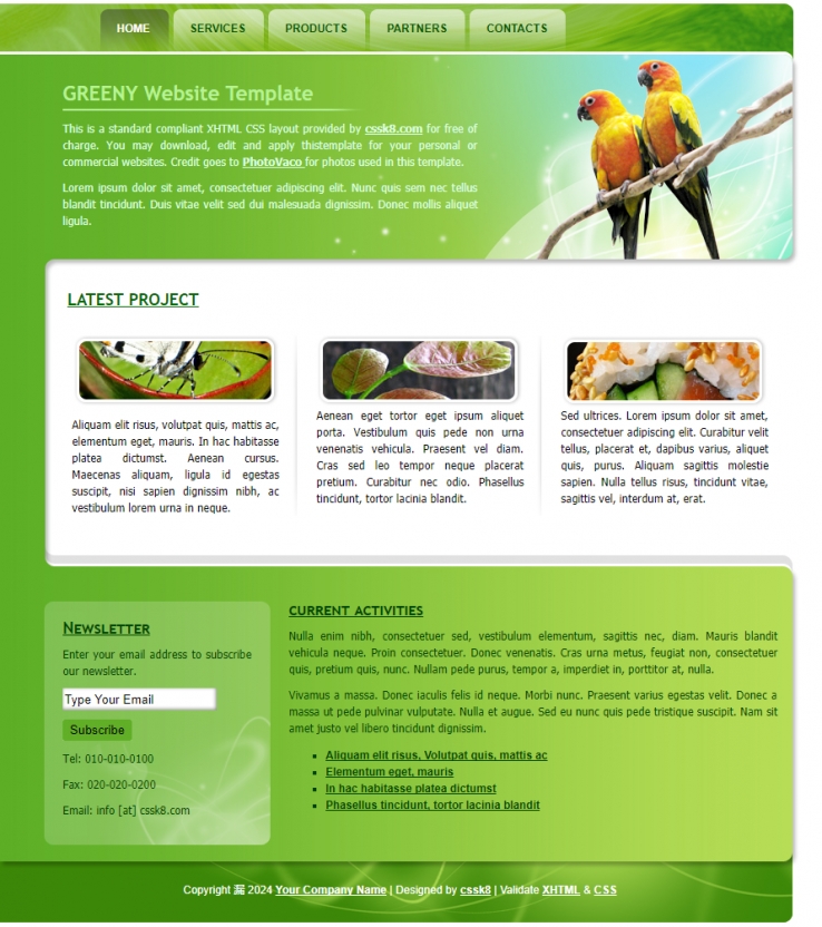 青葱绿色风的动物单页网站模板下载
