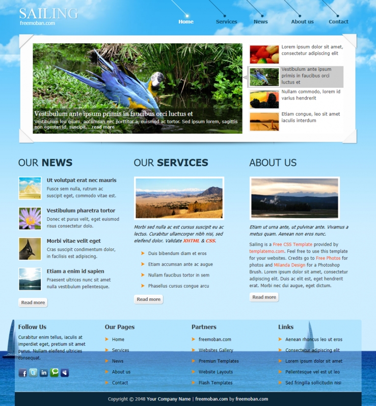 蓝天白云背景的企业整站网站模板下载
