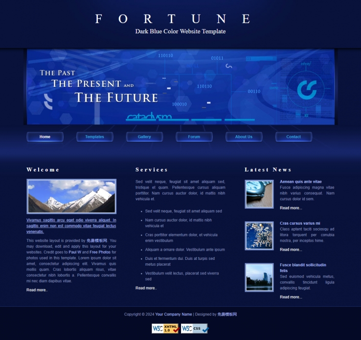 蓝色时尚精美的单页科技企业网站模板下载