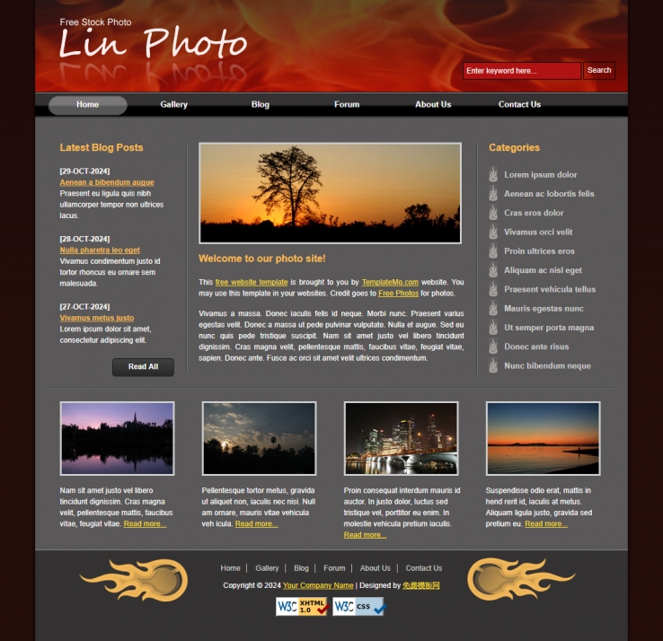 夕阳风景的博客主题网站模板下载